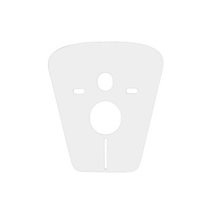 Accessorio WC t.b.t., piastra in plastica bianca con fori per il montaggio.