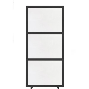 t.b.t. barriera/divisorio con tre pannelli bianchi e cornice nera.