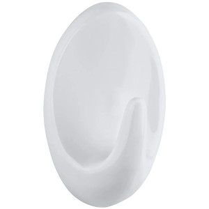 Wenko Maxihook Strip-it, set da 2, bianco, porta asciugamani ovale per bagno e cucina.