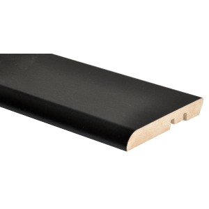 Battiscopa nero t.b.t. in legno, vista di profilo.