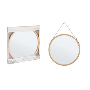 Specchio con cornice in bambù Desy Ø45 cm