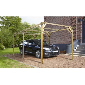 t.b.t. Posto auto in legno con auto. Ideale come riparo e protezione dalle intemperie.