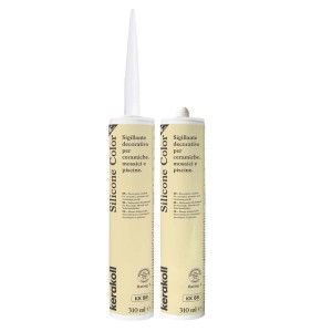 Due tubi di sigillante Kerakoll Silicone Color per piastrelle, mosaici e piscine.