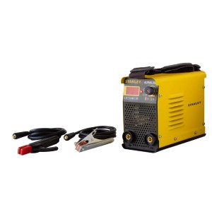 Saldatrice gialla con accessori per la lavorazione dei metalli.