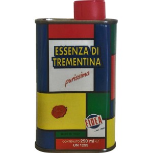 Solvente t.b.t. in lattina con campi colorati.