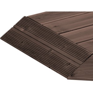 Primo piano di piastrelle in legno t.b.t. marroni.