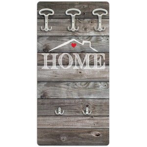 t.b.t. Appendiabiti con effetto legno e scritta "HOME".
