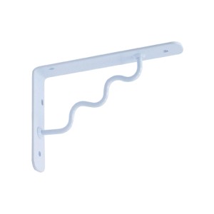 Mensola bianca con design curvo per ripiani.