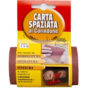 Rotolo di carta vetrata, grana 150, per legno, vernice e stucco.