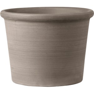 Vaso per piante cilindrico Deroma Primitivo color grafite Ø 38 cm in terracotta.
