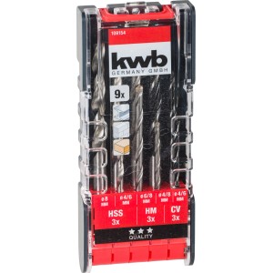 Set di punte kwb Power-Box, 9 pezzi: Punte per metallo, pietra e legno.