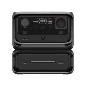 Powerstation Ecoflow River 3 Max nera con 572 Wh e batteria di espansione.