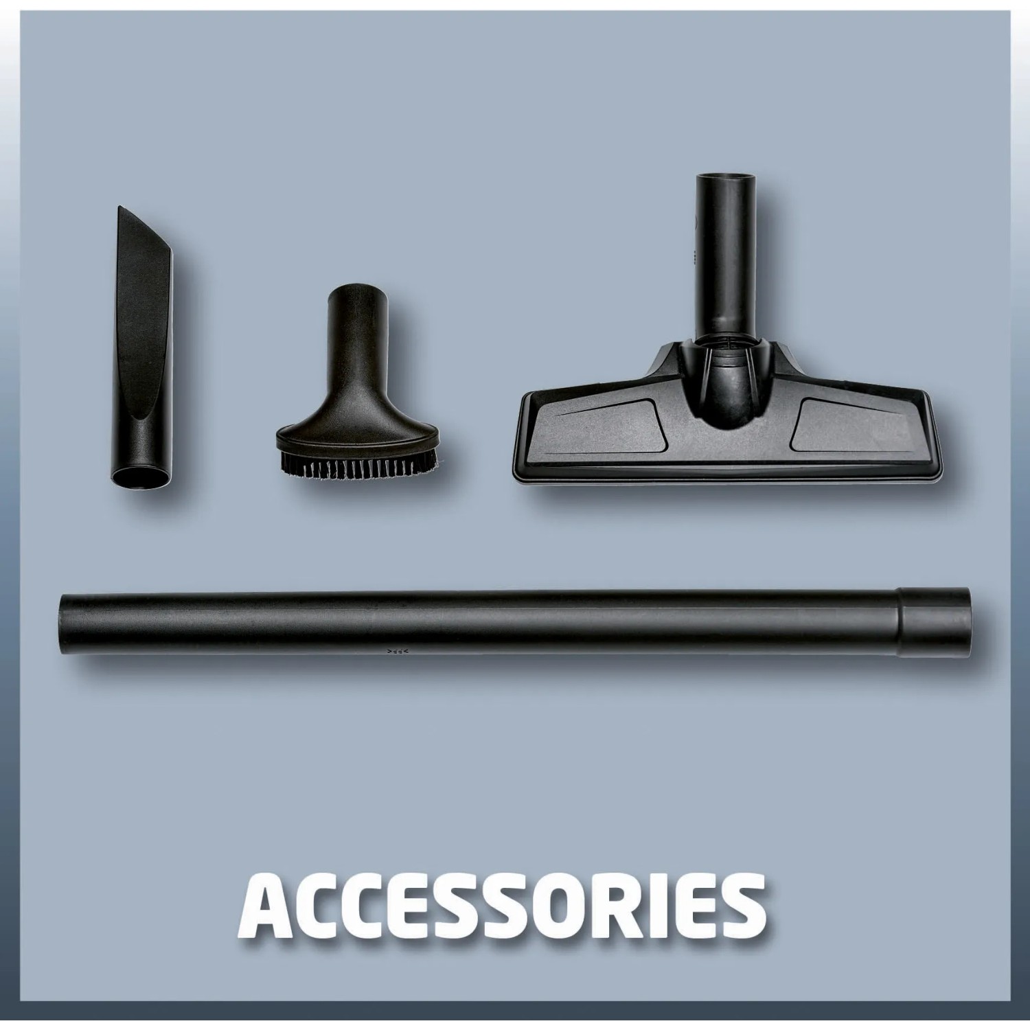 Accessori per aspirapolvere a batteria Einhell Power X-Change: ugelli e tubo di prolunga.