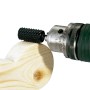 Set di frese LUX in uso: la fresa lavora il legno con un trapano. Ideale per la lavorazione di legno e metallo.