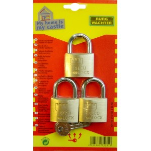 Set di lucchetti Burg Wächter Trio 405 40 SB con tre lucchetti a cilindro con stessa chiave e chiave.