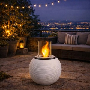 Camino a bioetanolo giardino Divina Fire Botticelli 3,4 kW Ø40xH54 cm bianco p.