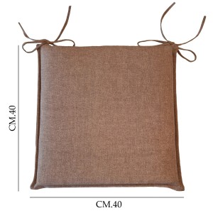 Cuscino quadrato marrone con lacci per sedie.