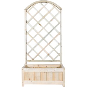 Fioriera in legno con traliccio per esterni.