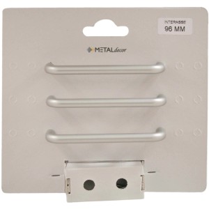 Set di maniglie per mobili color argento, interasse 96 mm. Ideale per armadi e cassetti.