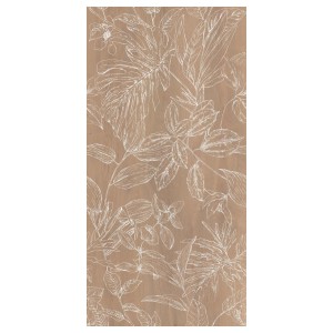 Piastrella da rivestimento t.b.t. con motivo floreale beige e bianco.