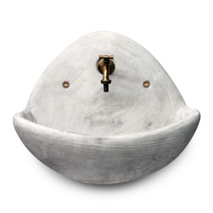 Fontana da giardino t.b.t. grigia con rubinetto in ottone per esterni.