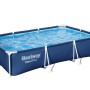 Piscina rettangolare Bestway Steel Pro, piscina fuori terra con vasca blu e telaio in acciaio bianco.