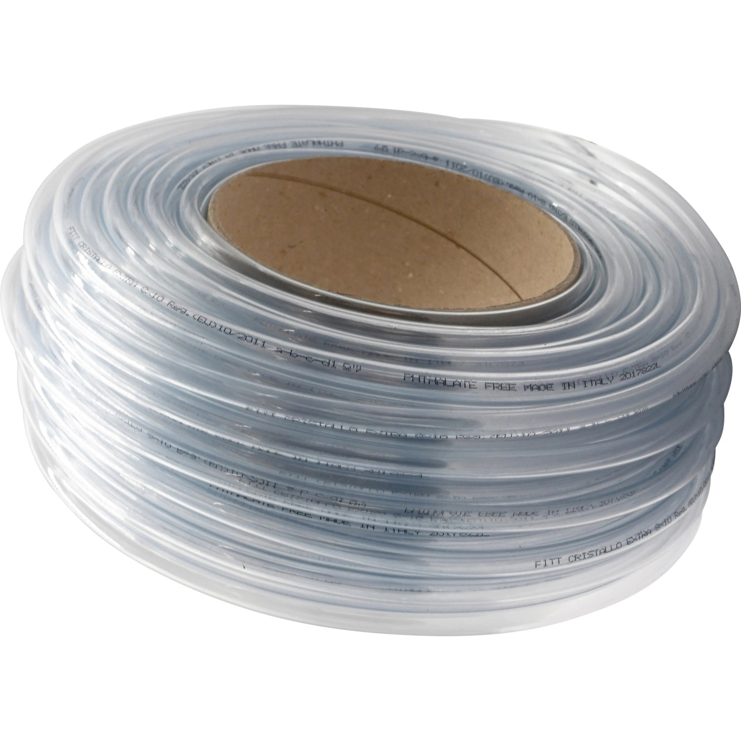 Tubo trasparente Fitt Glasklarschlauch (Ø 8 mm) arrotolato per giardino, industria e acquari.