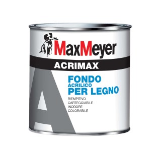Primer per legno Max Meyer Acrimax in bianco, barattolo.