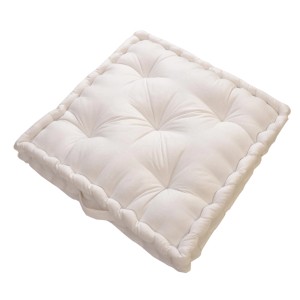 Cuscino quadrato bianco con bottoni, adatto per interni ed esterni.