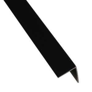 Profilo angolare nero in PVC Arcansas, 25x25x2600 mm, per cornici e scaffali.