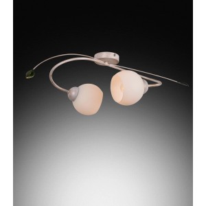 Applique moderna con due luci ed elementi decorativi.