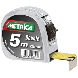 METRICA Rotella metrica Double, 5 m, cassa cromata, per misurazioni precise.