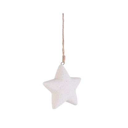 Pendaglio di Natale in MDF forma Stella bianco H 10 cm