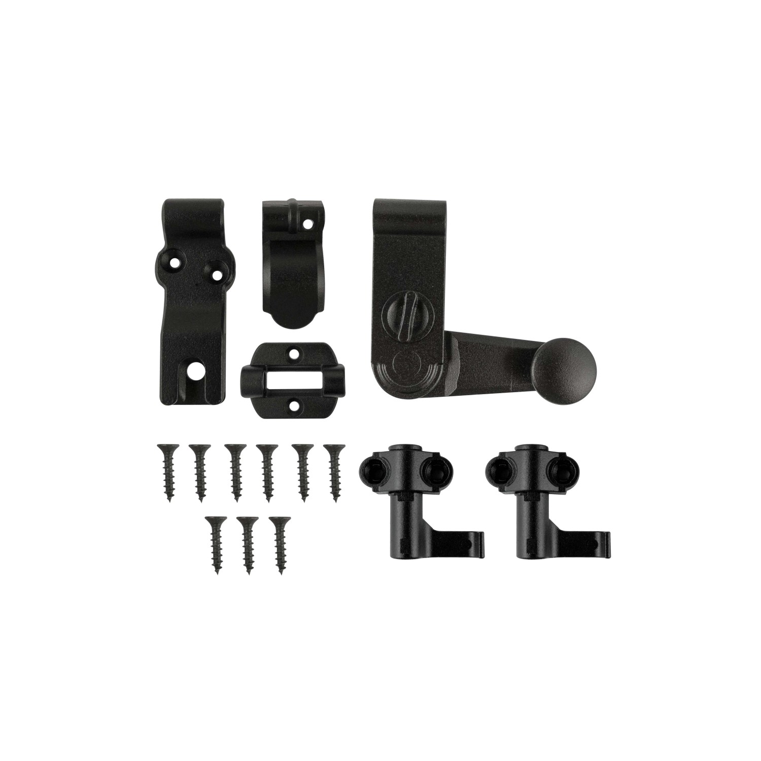 Set t.b.t. nero per cerniere metalliche con viti e accessori.