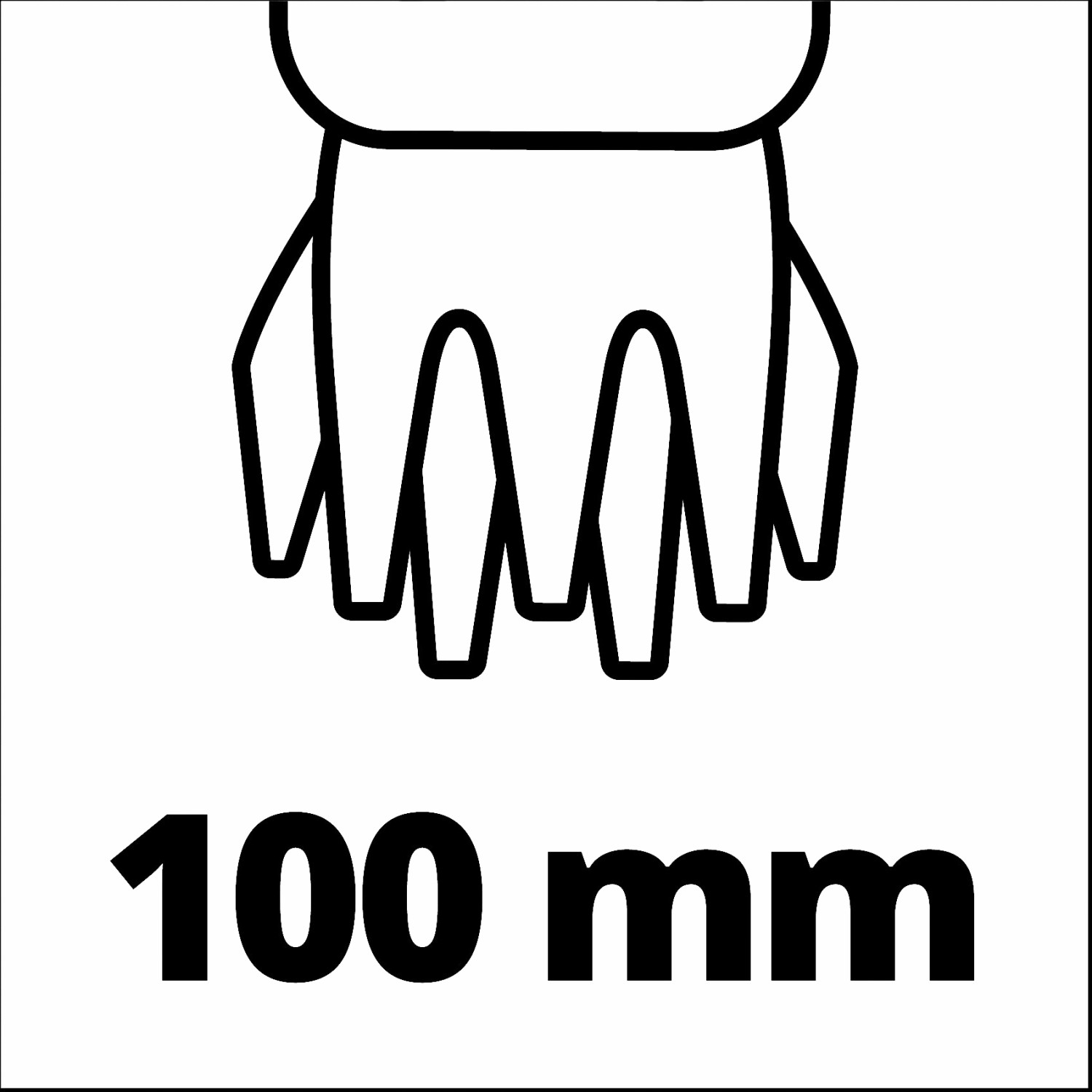 Simbolo per larghezza di taglio di 100 mm per cesoie per erba a batteria Einhell GC-CG 18/1 Li.