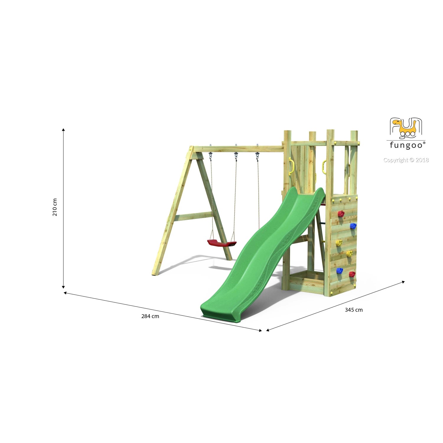 Gioco da giardino Funny con scivolo e altalene 345x284xh210 cm_6