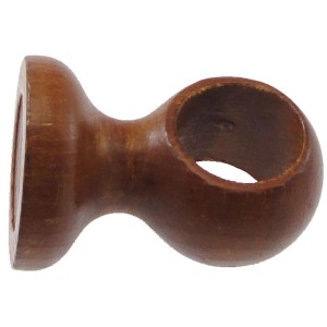 Supporto in legno marrone per bastone per tende, montaggio a parete.