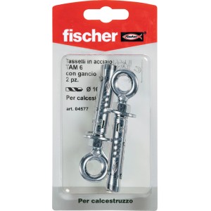 Fischer Tasselli TAM 6 tassello con occhiello, acciaio, 2 pezzi. Per fissaggi.