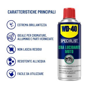WD-40 Specialist Cera Lucidante Moto per cura auto, flacone 400ml.