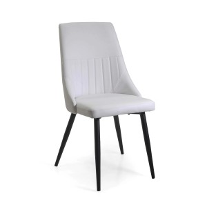 Sedia in ecopelle Oliver bianco con struttura nera