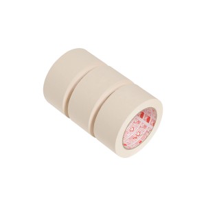 Set di 3 rotoli di nastro adesivo in carta crespa beige, larghezza 50mm, ideale per mascheratura durante la pittura.