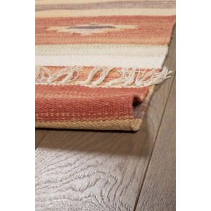 t.b.t. Stuoie tappeto a righe con frange in colori caldi.