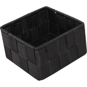 Cesto portaoggetti nero quadrato per mobili bagno.