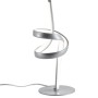 Moderna lampada da tavolo a LED con design a spirale in argento.