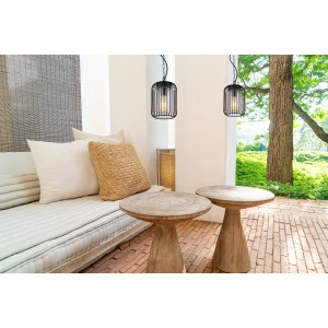 Lampada da esterno Globo nera con aste metalliche, alta 75,5 cm, per illuminazione moderna da soffitto per esterni.