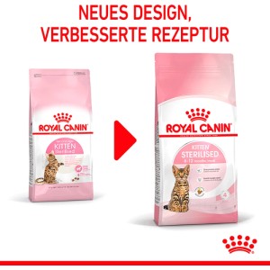 Royal Canin Kitten Sterilised, alimento per gatti, confezione da 400g, nuovo design. Alimento secco per gattini sterilizzati.
