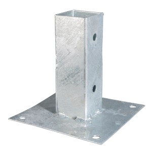 Supporto per palo t.b.t. in metallo argentato per fissare i pali.