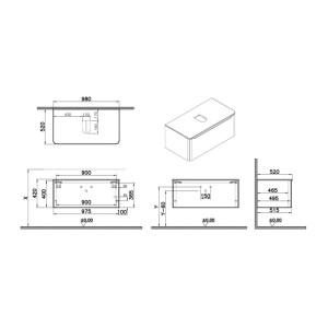 Mobile bagno base lavabo sospeso 1 cassetto Integra Round 100 cm terracotta