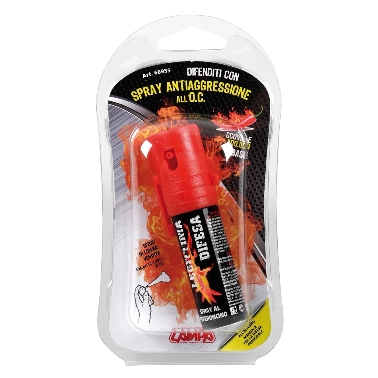 Spray al peperoncino t.b.t. per autodifesa in blister.