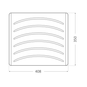 Disegno tecnico di un lavatoi con dimensioni 408 x 350 mm.